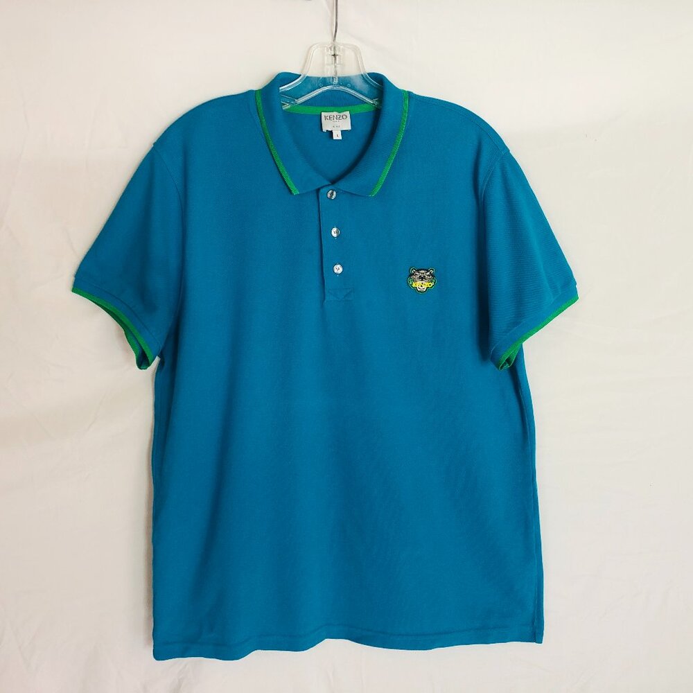 Kenzo Men's Size Large K Fit Blue Polo Shirt - Picture 2 of 4
